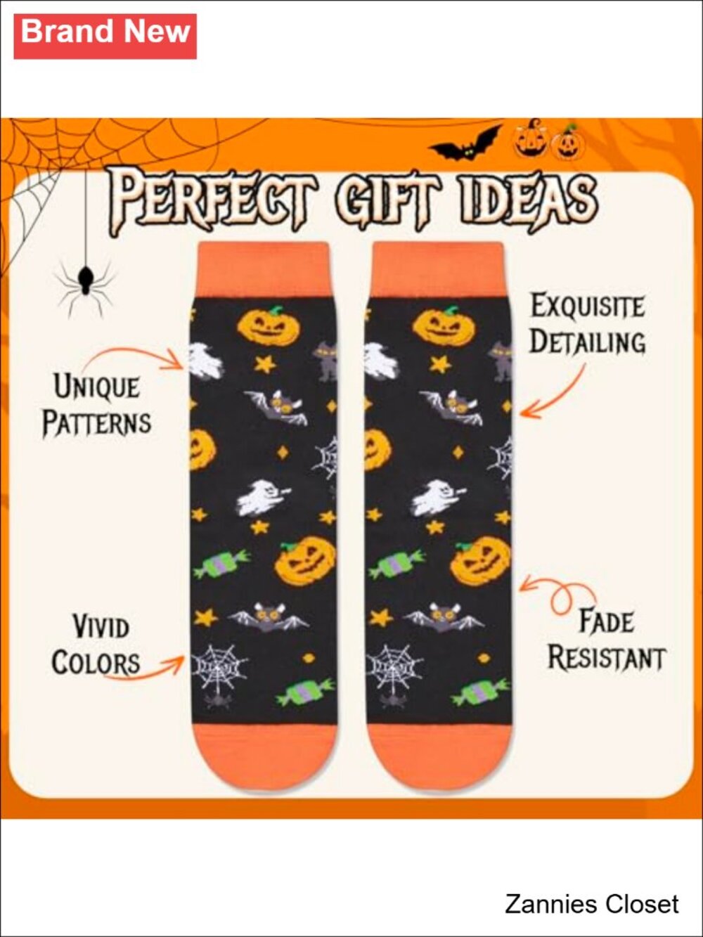 ๐ป HAPPYPOP Halloween Crew Socks Cotton Blend Novelty Boys - Picture 2 of 5